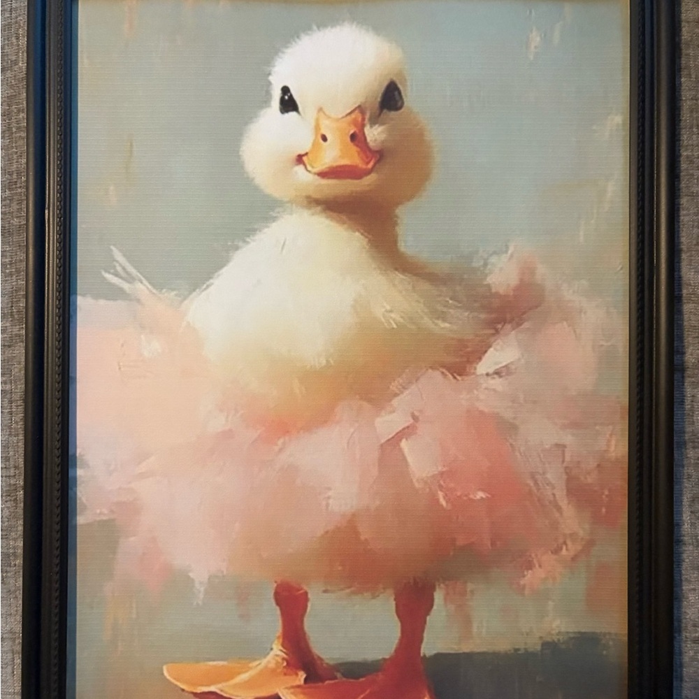 Duckling Framed 8x10 Wall Art - Pink and White